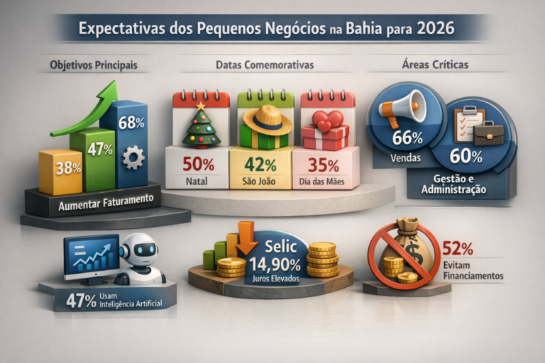 68% dos Pequenos Negócios na Bahia Priorizarão Faturamento em 2026