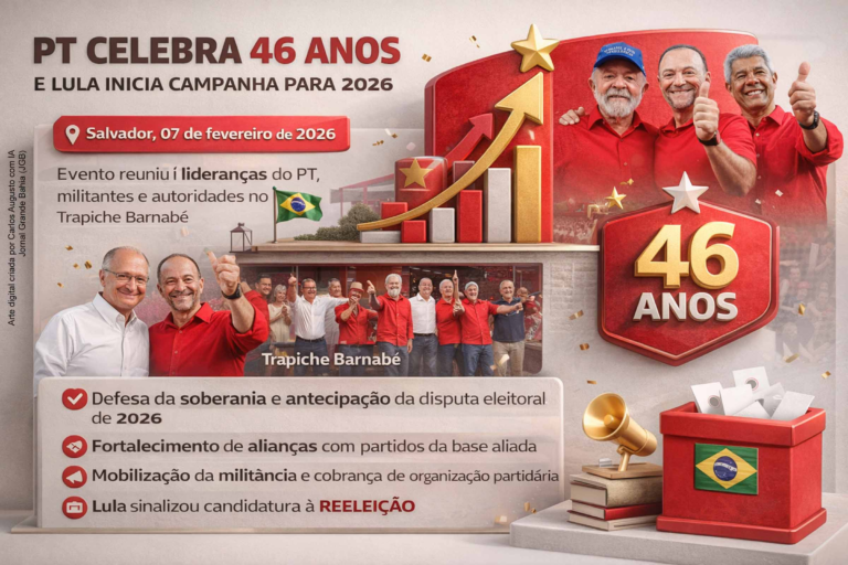 Lula Comemora 46 Anos do PT em Salvador e Sinaliza Candidatura à Reeleição em 2026