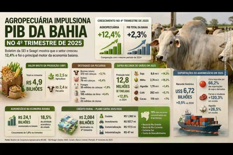 Agropecuária na Bahia: Crescimento de 12,4% Impulsiona PIB no Quarto Trimestre de 2025