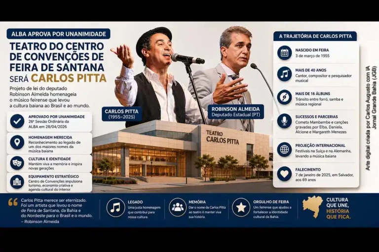 Teatro do Centro de Convenções de Feira de Santana é nomeado em homenagem a Carlos Pitta