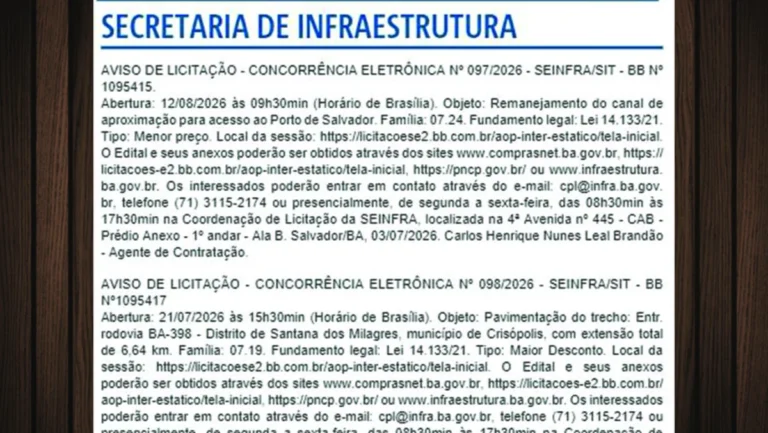 Governo da Bahia lança licitações para obras estratégicas em Crisópolis e Porto de Salvador Governo da Bahia lança licitações para obras estratégicas em Crisópolis e Porto de Salvador