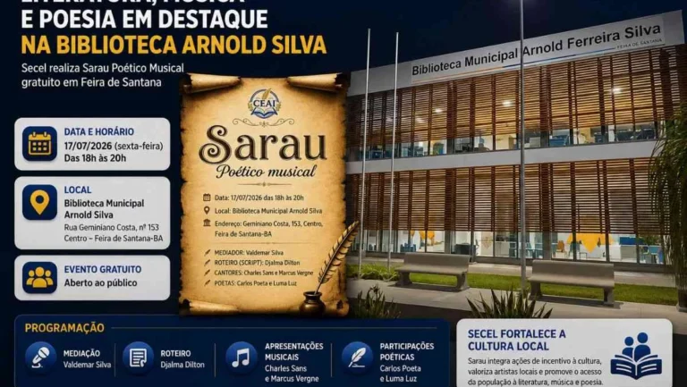 Sarau Poético Musical e Resultado do Pró-Cultura/Esporte 2026 Agitam Feira de Santana
